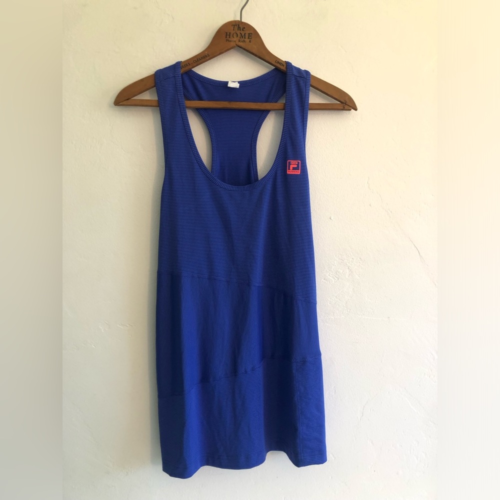 FILA Sport Tank Top Women's L Blue  Active Tank Top Racerback Lightweight Pocket
